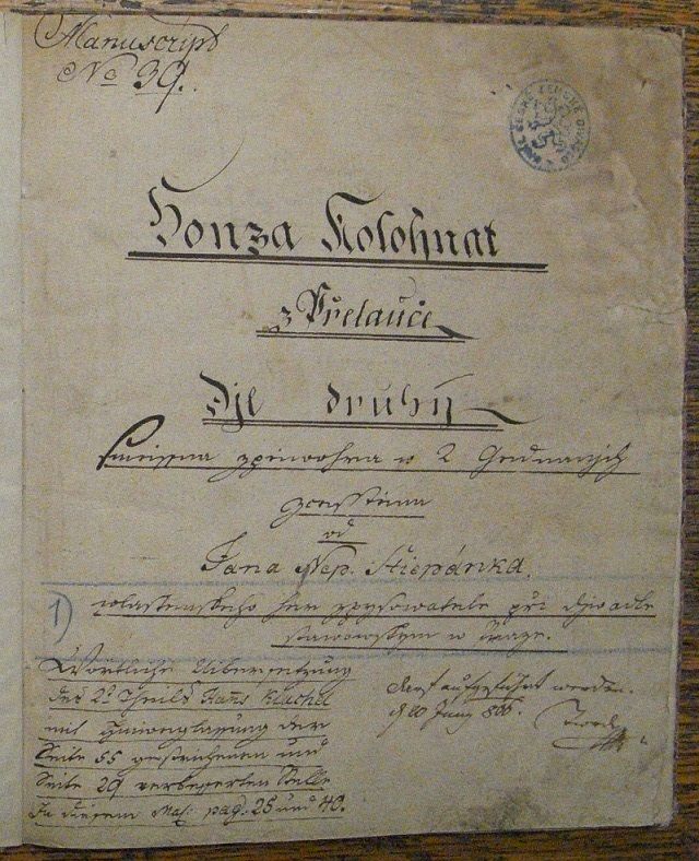 První strana rukopisu J. N. Štěpánka