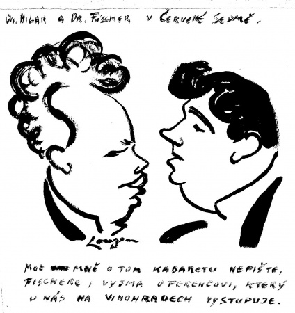 Longenův portrét Vlasty Buriana v představení Klicperovy hry Hadrián z Římsů v Longenově úpravě, Divadlo V. Buriana 1932. Sbírka Galerie Výtvarného umění v Ostravě.